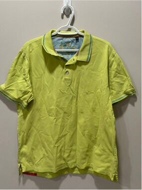 Men's Robert Graham Polo Shirt Large Lime Green Blue